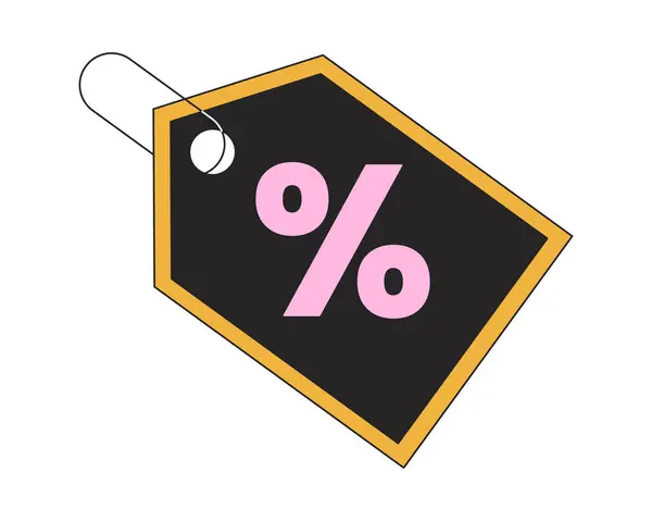 Korting Tag Lineaire Cartoon Marketing Sticker Percentage Geïsoleerde Lijn Vector — Stockvector
