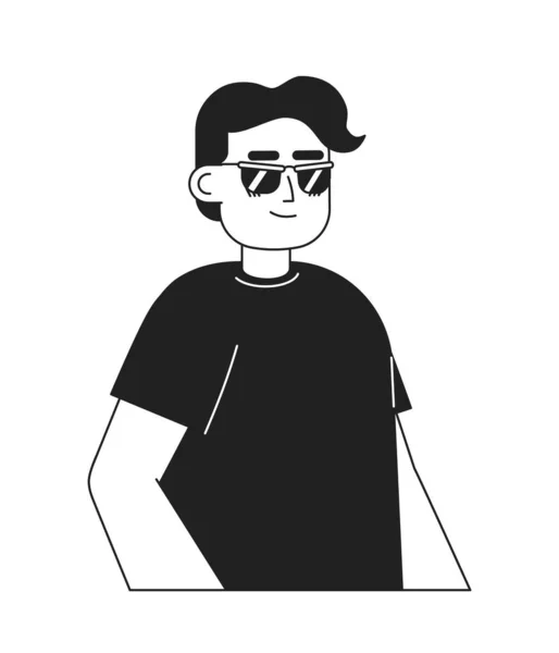 Hombre Ciego Gafas Sol Negro Blanco Personaje Dibujos Animados Hombre — Vector de stock