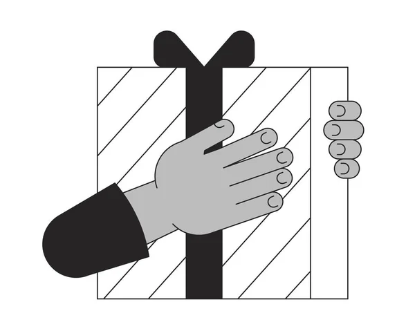 Gaveæske Modtager Tegneserie Menneskelige Hånd Skitse Illustration Kom Nuværende Isoleret – Stock-vektor