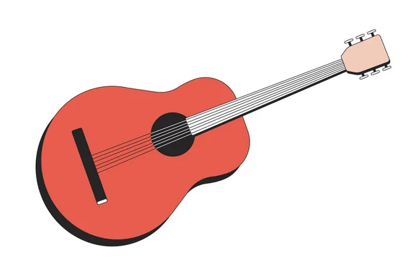 Akustische Gitarre Lineares Cartoon Objekt Streichinstrument Isoliertes Linienvektorelement Weißer Hintergrund — Stockvektor