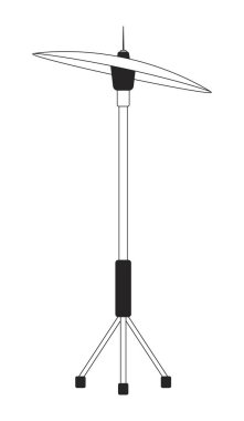 Siyah beyaz 2B çizgi çizgi film nesnesiyle zili çalın. Müzikal perküsyon enstrümanı izole vektör ana hatları öğesi. Tempoyu koruyoruz. Davul seti monokromatik düz nokta çiziminin bir parçası