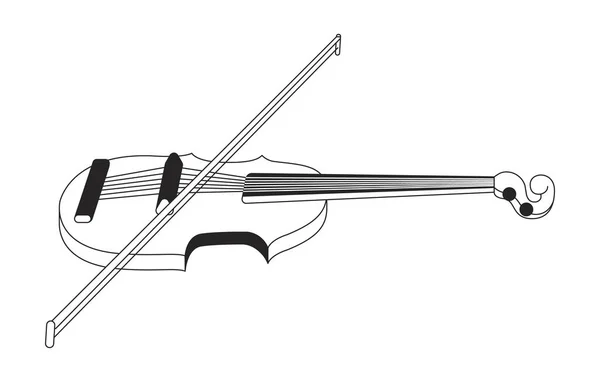 Violino Instrumento Musical Corda Preto Branco Linha Desenho Animado Objeto — Vetor de Stock