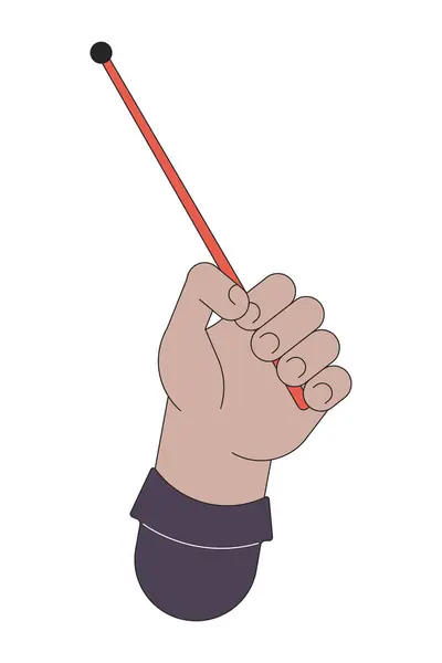 Левая Рука Держащая Руках Линейную Иллюстрацию Персонажа Мультфильма Инструмент Обзора — стоковый вектор