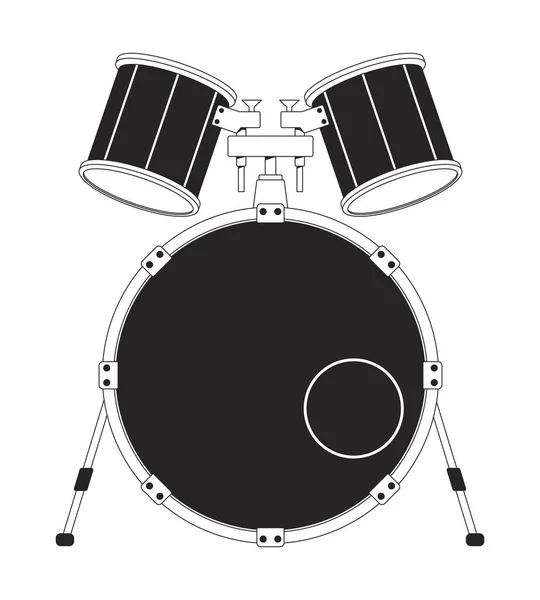 Bass Drum Mid High Tom Black White Line Cartoon Object — Stock Vector