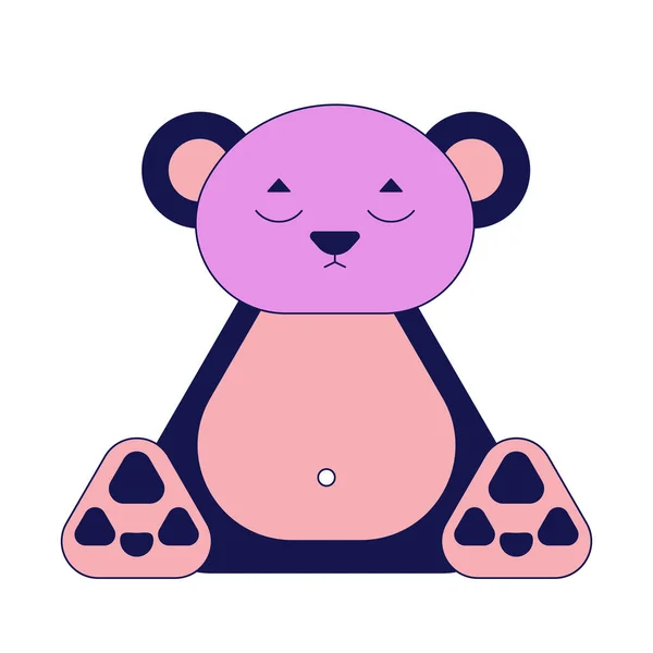 Brinquedo Urso Sonhando Sentado Objeto Desenho Animado Linear Animal Recheado — Vetor de Stock