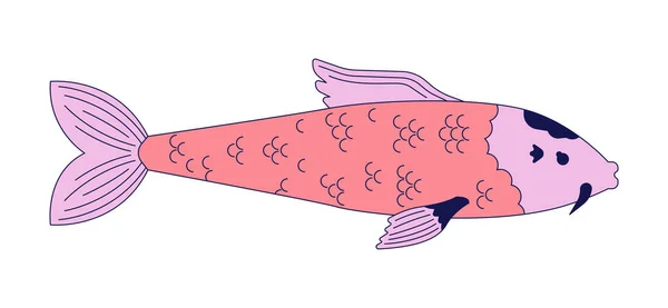 日本のカーペットアムール2Dリニア漫画キャラクター 中国の池のための東洋の魚 ウォーターガーデンはライン ベクター動物の白い背景を隔離しました 西木井水泳カラーフラットスポットイラスト — ストックベクタ