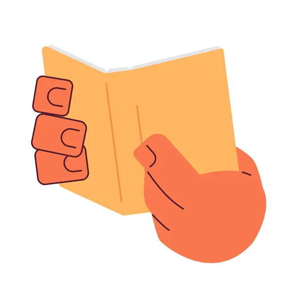 Holding Open Book Cartoon Character Hands Illustration Studying Literature Vector — Stock Vector
