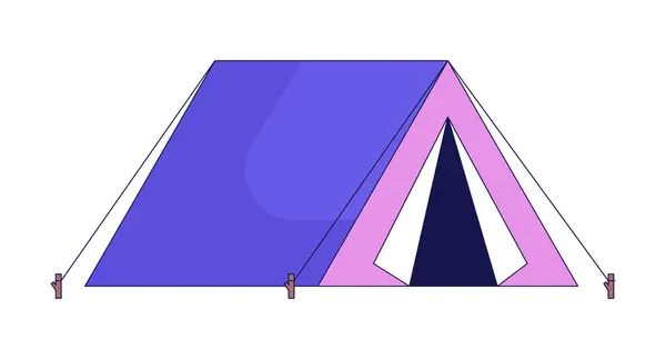 Camping tent 2D linear cartoon object. Wanderlust campground isolated line vector element white background. Leisure activity. Campsite vacation. Outdoor recreation color flat spot illustration