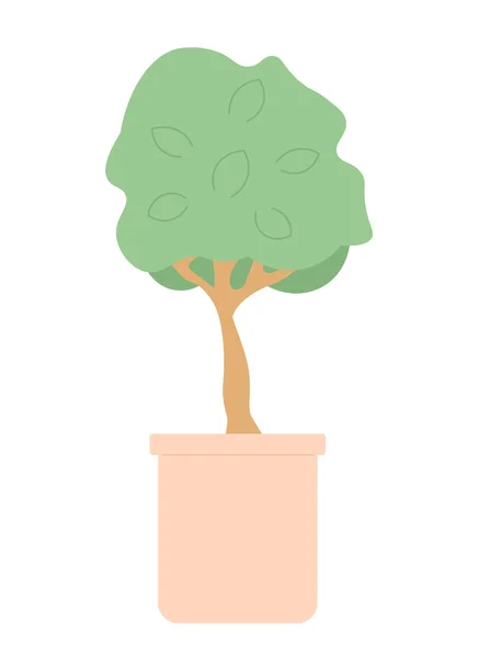 Декоративное Дерево Кастрюле Мультяшный Объект Выращивание Домашнего Растения Цветочном Горшке — стоковый вектор