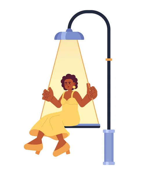 Lampe Balançoire Femme Noire Post Concept Illustration Dame Afro Américaine — Image vectorielle