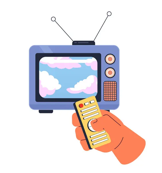 Nubes Ensueño Viejo Concepto Ilustración Televisión Cambio Programa Con Clicker — Vector de stock