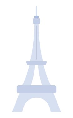 Paris Eyfel Kulesi silueti 2D karikatür nesnesi. Ünlü bir dönüm noktası. Fransa turistik bölge beyaz arka plan vektör öğesini izole etti. Demir anıt. Avrupa seyahat hedefi renk düz nokta illüstrasyonuName