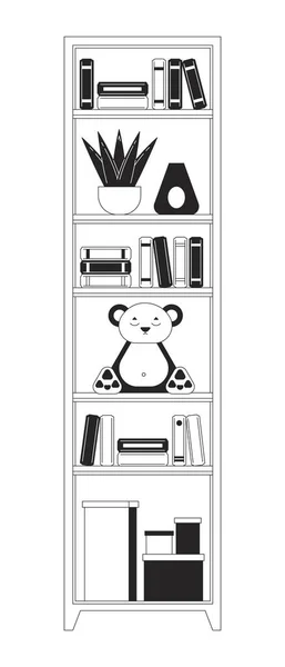Torre Librería Para Niños Dormitorio Blanco Negro Línea Dibujos Animados — Archivo Imágenes Vectoriales