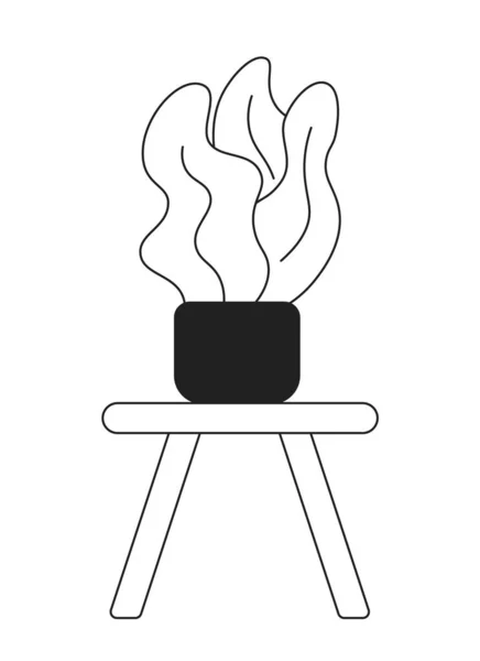 Houseplant Debout Sur Table Basse Noir Blanc Objet Dessin Animé — Image vectorielle