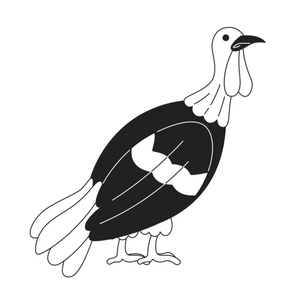 Peru Doméstico Pássaro Preto Branco Personagem Desenho Animado Aves Capoeira — Vetor de Stock