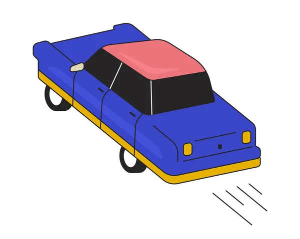 Old Car Rushing Forward Linear Cartoon Object Retro Vehicle Racing — Stock Vector