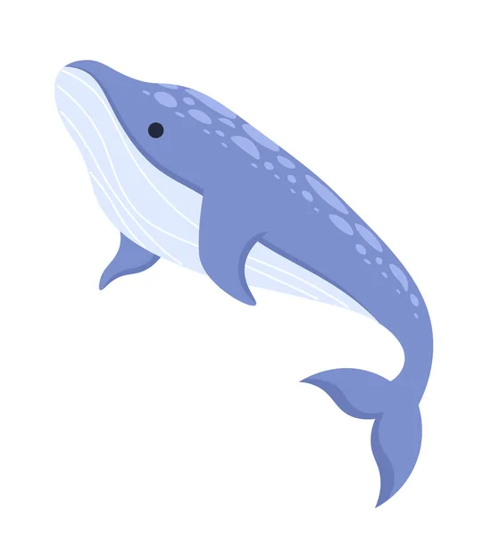鲸座头水下2D卡通人物 巨大的海洋生物隔离了病媒动物的白色背景 濒危物种 大鱼海洋生物 海洋生物彩色图片 — 图库矢量图片