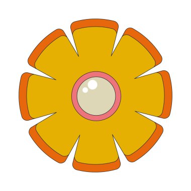 Kırsal yaban çiçeği 2D doğrusal çizgi film nesnesi. 1970 'lerin titreşimleri izole edilmiş çizgi vektör elementi beyaz arka plan oluşturur. Boho kır çiçeği çiftliği. Mevsimlik bohem çiçekli düz nokta çizimi