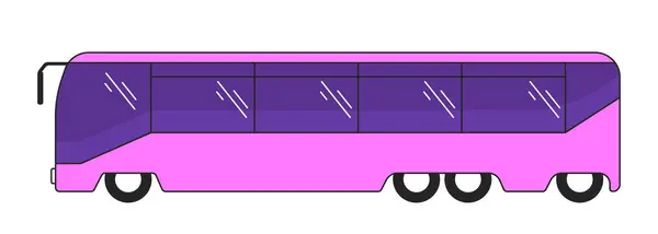 City Bus Public Transport Linear Cartoon Object Tour Bus Tourists — Stock Vector