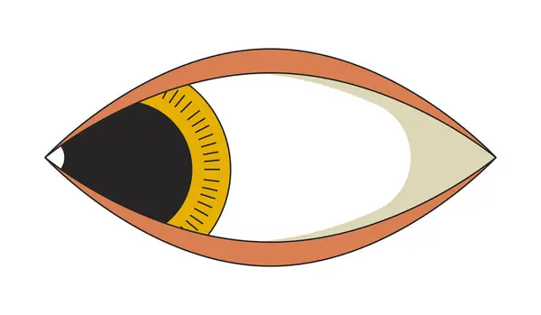Olho Groovy Olhando Para Lados Objeto Desenho Animado Linear Olho —  Vetores de Stock