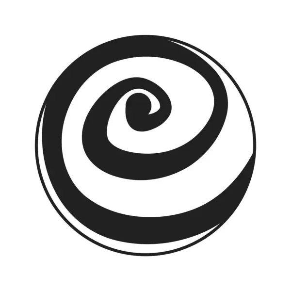Whirl Planet Sphere Black White Cartoon Object Cosmic Globe Spiral — Stock Vector