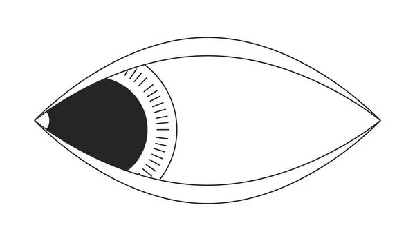 Groovy Eye Looking Side Side Black White Line Cartoon Object — Stockvektor