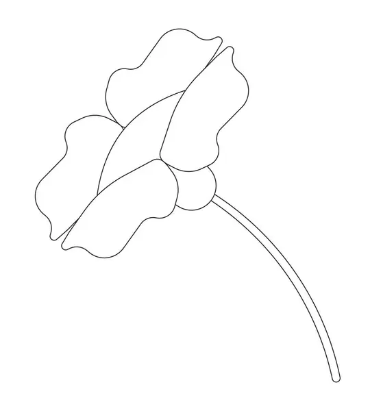 Vaste Plant Wilde Bloem Stam Zwart Wit Lijn Cartoon Object — Stockvector