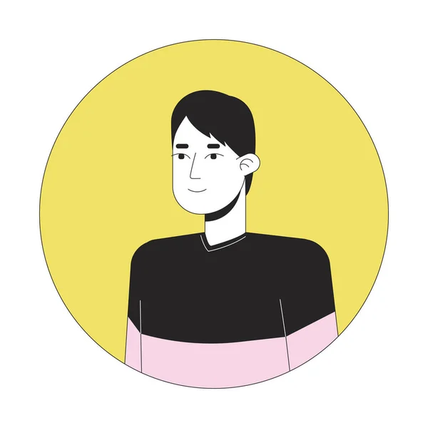 Leende Koreansk Man Avslappnade Kläder Line Vektor Avatar Illustration Avslappnad — Stock vektor