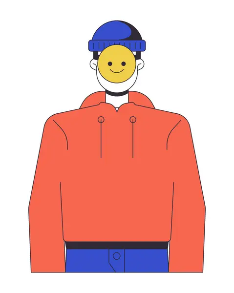 Identité Voleur Emoji Masque Sur Visage Ligne Plate Couleur Vecteur — Image vectorielle