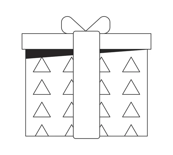 Cute Decorative Birthday Present Flat Monochrome Isolated Vector Object Giftbox — Stock Vector