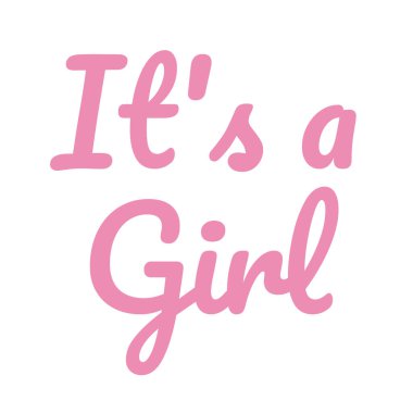 Bir kız 2D karikatür cümlesini tebrik ediyor. Prenses tarzı mesaj. Hamilelik partisi beyaz arkaplanlı, izole bir vektör. Cinsiyet parti renk yazıtı düz nokta illüstrasyonunu ortaya çıkardı