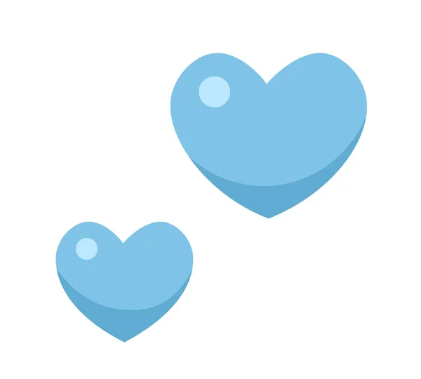 Due Cuori Blu Oggetto Cartone Animato Esprimere Affetto Isolato Oggetto — Vettoriale Stock