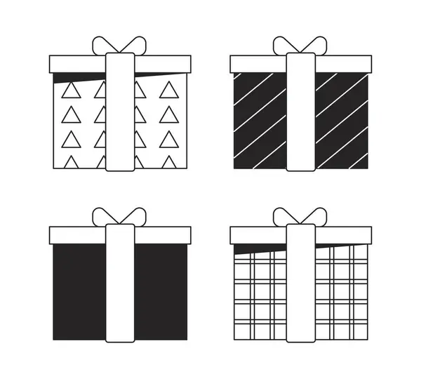 Present Boxes Flat Monochrome Isolated Vector Object Prize Winners Editable — Stock Vector