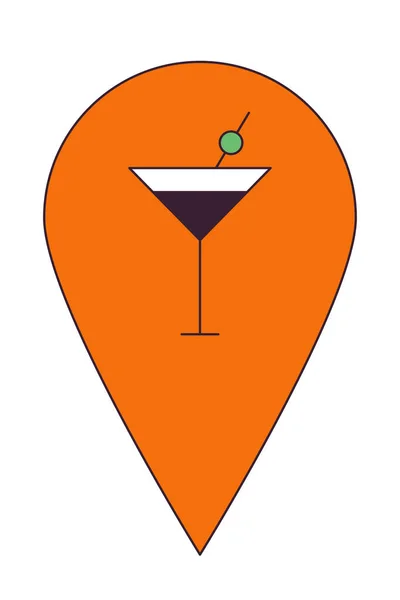 Mapa Baru Koktajlowego Klubu Nocnego Wskazuje Liniowy Obiekt Kreskówki Martini — Wektor stockowy