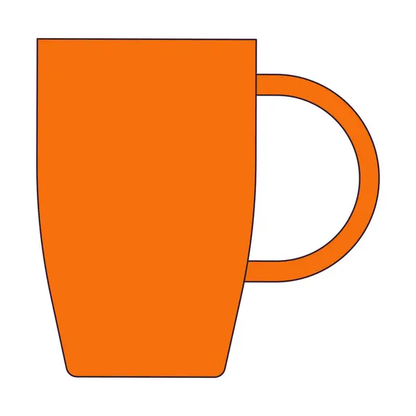 Tall Mug Handle Linear Cartoon Object Coffee Cup Isolated Line — Stock Vector