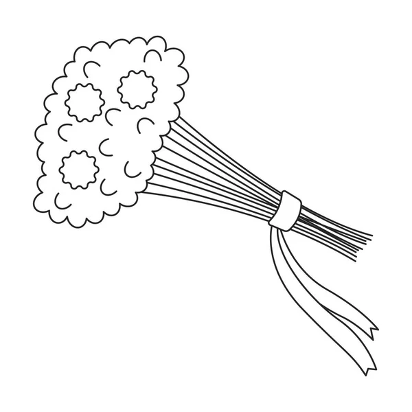 Ribbon Bouquet Fresh Flowers Black White Line Cartoon Object Sympathy — Stock Vector