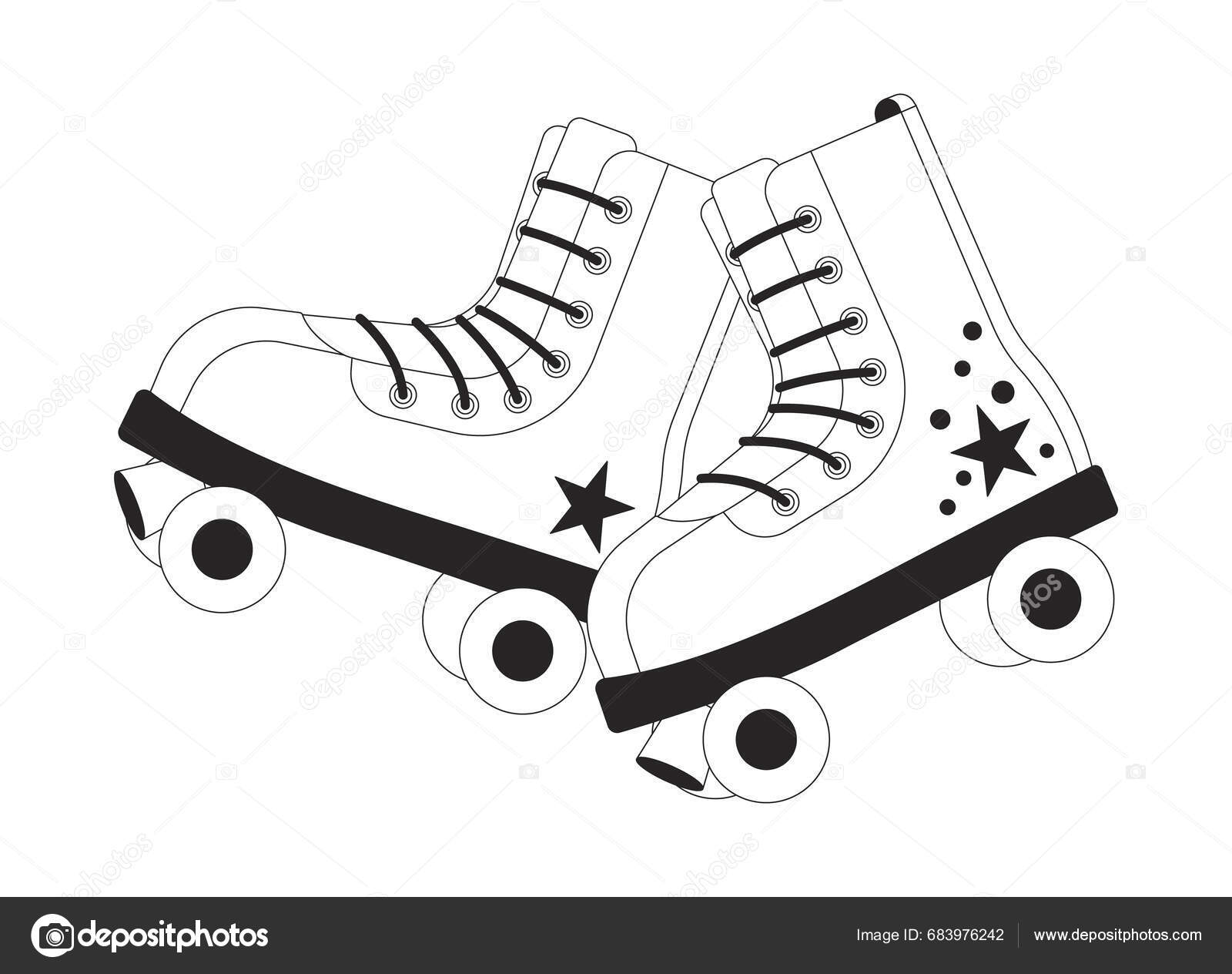 스케이트 블랙과 화이트 개체입니다 액세서리 항목입니다 트렌디 빈티지 일러스트 스톡 벡터 - ©IMG visuals characters  683976242, image size:1600x1264