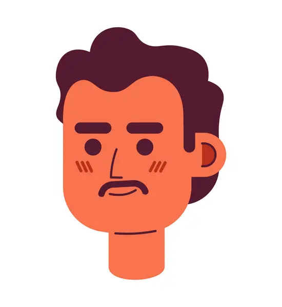 中年墨西哥男子2D矢量形象的例证 美国卡通人物的肖像 在白色背景下隔离的胡子笑扁平颜色用户配置文件图像 — 图库矢量图片