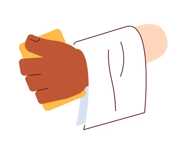Holding Menu Table Cloth Cartoon Character Hand Illustration Tea Towel — Stock Vector