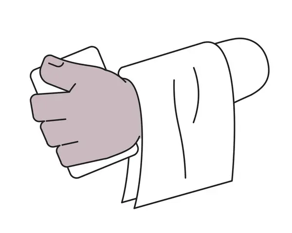 Holding Menu Table Cloth Cartoon Hand Outline Illustration Tea Towel — Stock Vector