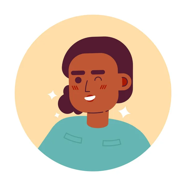 Afrikansk Amerikansk Kvinne Blinkende Ekspresjon Vektor Avatar Illustrasjon Sparkle Smilende – stockvektor