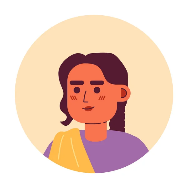 Saree India Joven Mujer Relajado Sonriente Vector Avatar Ilustración Posando — Vector de stock
