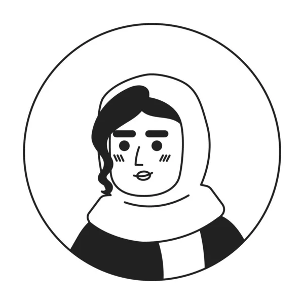 Muslimische Frau Lächelt Hübsch Schwarz Weiß Vektor Avatar Illustration Kopfschuss — Stockvektor