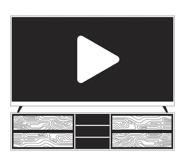 Console Table Black White Line Cartoon Object Телевидение Стоящее Шкафу — стоковый вектор