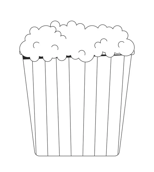 Wiadro Popcornu Czarno Białe Linii Kreskówki Obiektu Smaczne Słone Pudełko — Wektor stockowy
