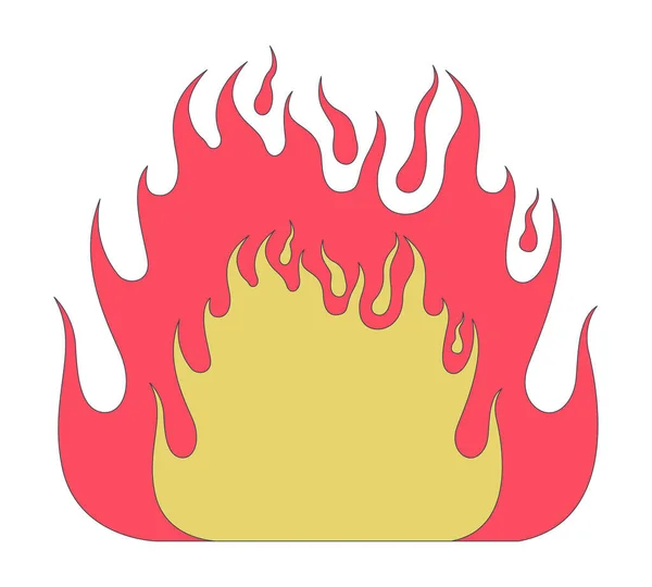 Flickering Flames Linear Cartoon Object Bonfire Burning Isolated Line Vector — Stock Vector