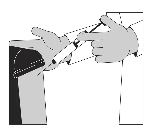Get Your Flu Shot Black White Line Cartoon Hands Close — стоковый вектор