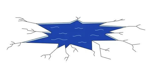Agujero Hielo Roto Objeto Dibujos Animados Lineal Frozen Lago Hielo — Archivo Imágenes Vectoriales