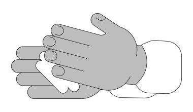 Krem rengi Afro-Amerikan çizgi filmi insan eli çizimi. Cilt nemlendirici 2D siyah ve beyaz vektör görüntüsünü izole etti. Losyon yassı monokromatik çizim sanatı