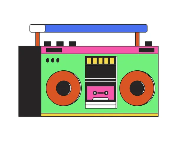 Années 1980 Cassette Boombox Linéaire Objet Dessin Animé Ruban Audio — Image vectorielle